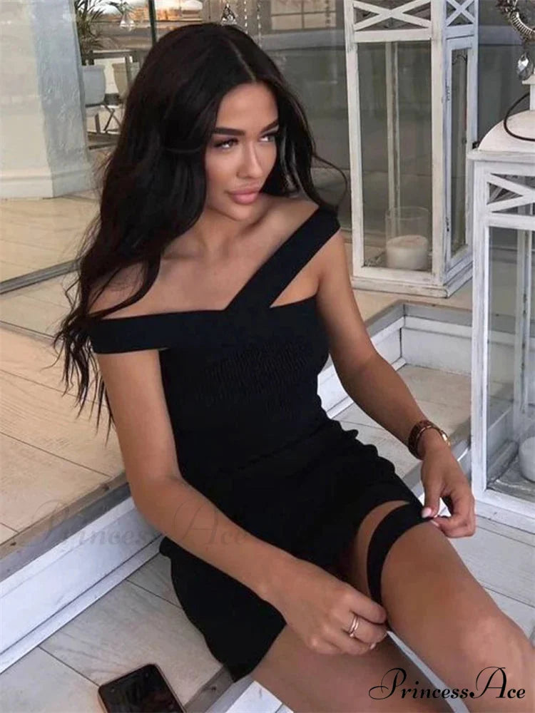 Knitted Halter Bandage Short Dress minidress-250223