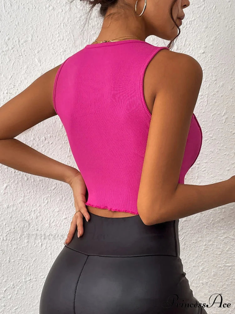 Knitted Round Crop Top Neck for Tank Cropped Women