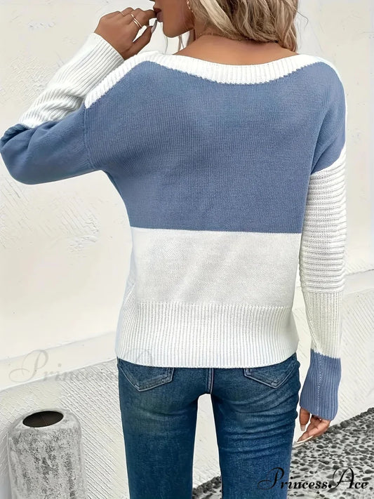 Knitted V-neck Warm Ribbed Comfortable Slim Casual Stylish Soft Sweater