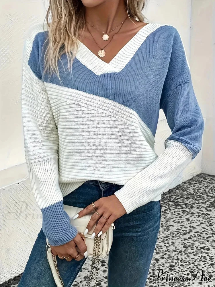 Knitted V-neck Warm Ribbed Comfortable Slim Casual Stylish Soft Sweater