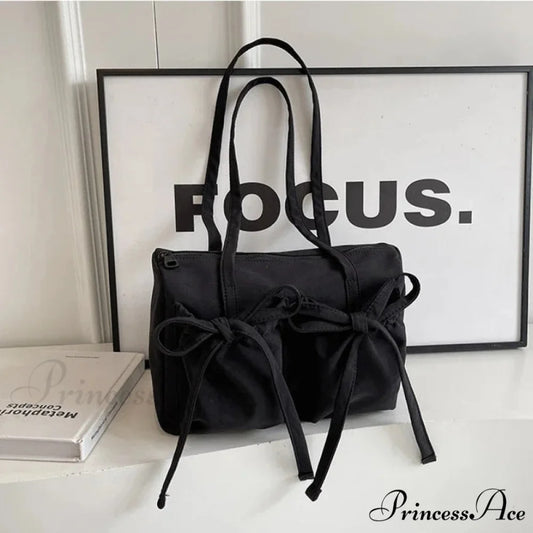 Korean Arch Nylon Collapsible Shoulder Bag Black shoulder-250126