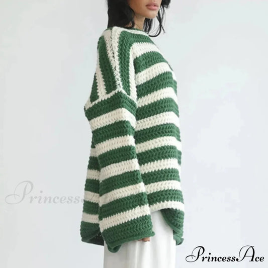 Korean Fashion Striped Generous Sweater swraters-241228