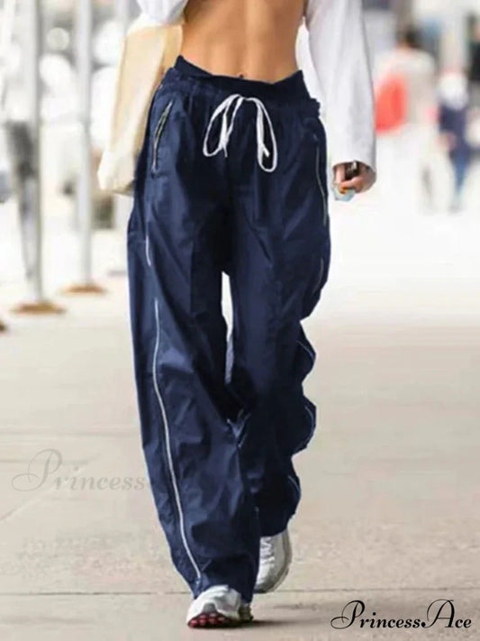 Korean Side Stripe Low Rise Trousers pants-241228