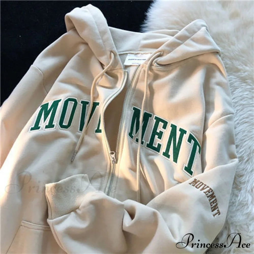 Korean Version Oversized Solid Color Hoodies Apricot / S Sweatshirts & Hoodies-L