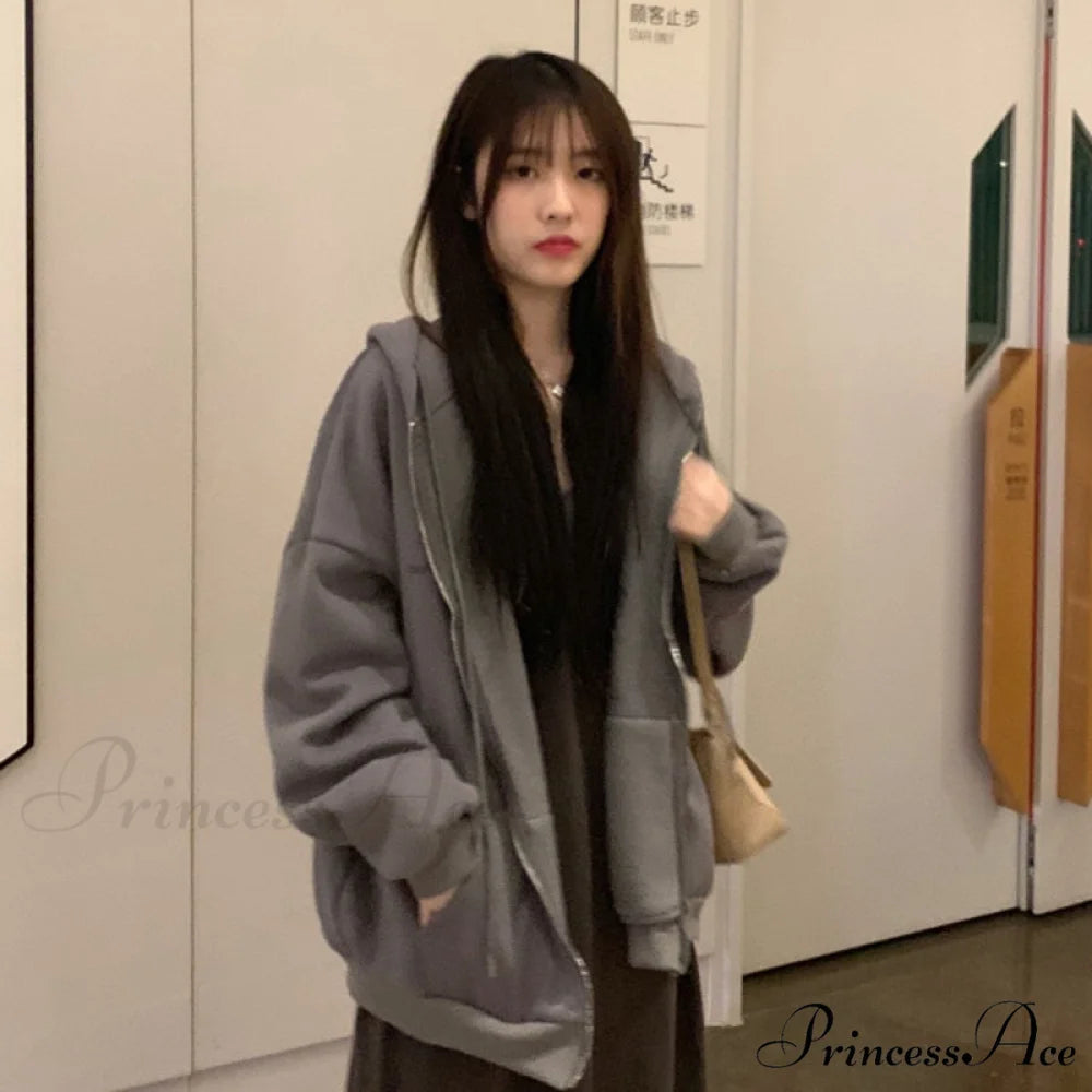 Korean Version Oversized Solid Color Hoodies Dark Grey / S Sweatshirts & Hoodies-L