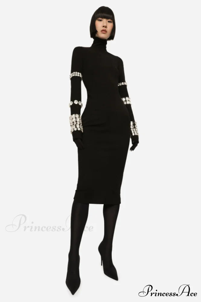 Kris Rhinestone Stylish Bodycon Dress