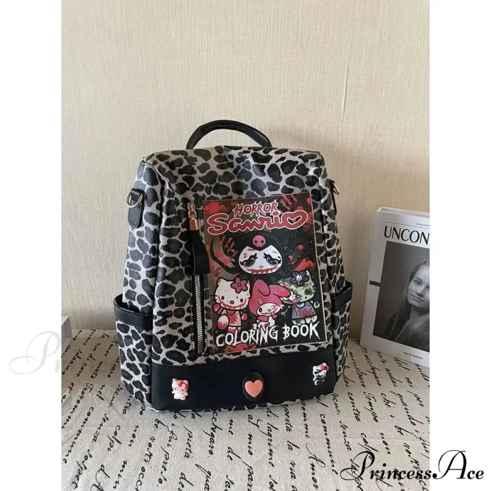 Kuromi Leopard Print Y2K Gothic Vintage Fashion Luxury Cartoon Cute Shoulder Bag BLACK LEOPARD