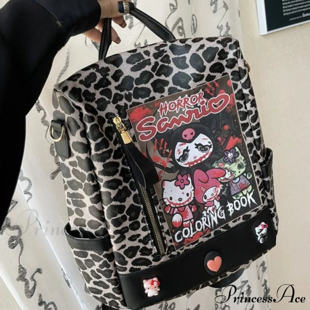 Kuromi Leopard Print Y2K Gothic Vintage Fashion Luxury Cartoon Cute Shoulder Bag BLACK LEOPARD