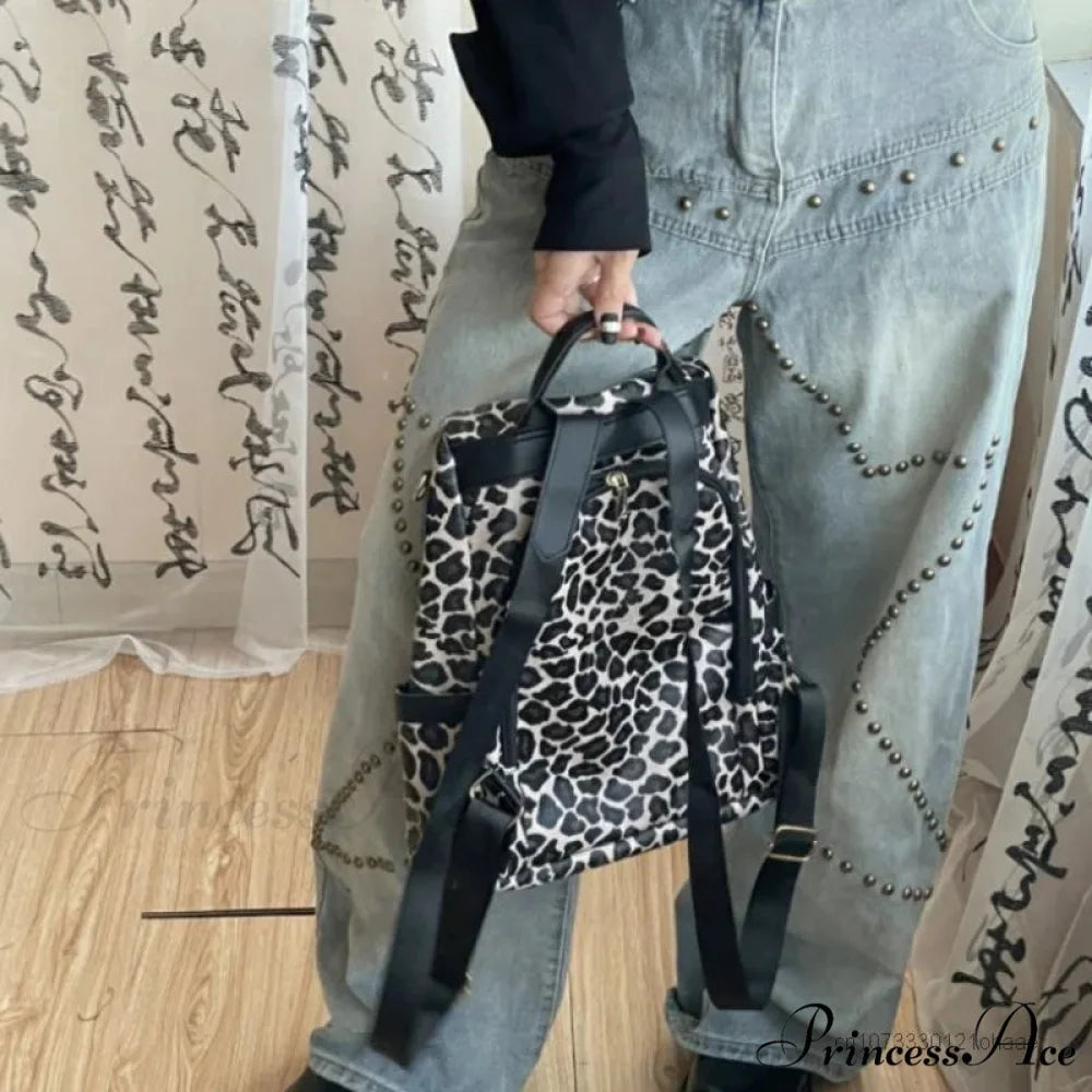 Kuromi Leopard Print Y2K Gothic Vintage Fashion Luxury Cartoon Cute Shoulder Bag BLACK LEOPARD