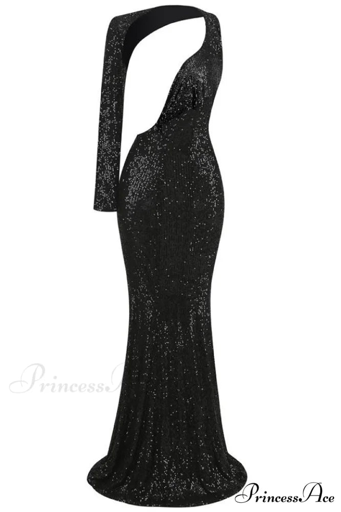 Kylee Bodycon Fit Charming Sequin Maxi Dress XS / Black