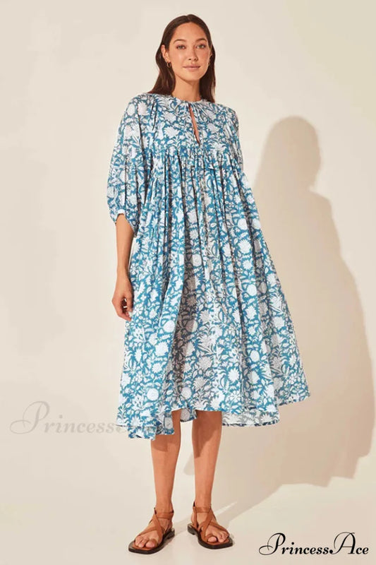 Kyra Summer Stylish Boho Dress S / Ocean Blue