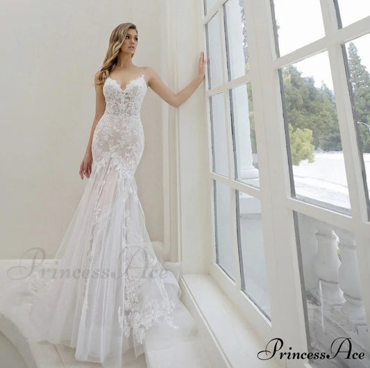 Lace Mermaid Tail Wedding Gown White / XS weddingdress-250223