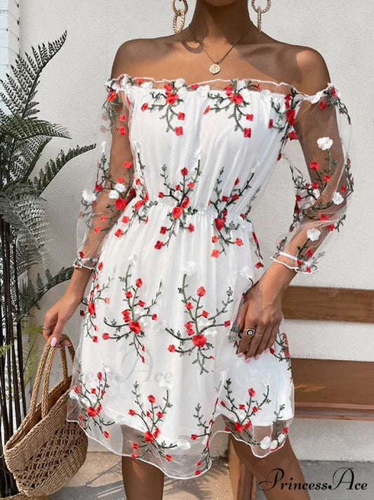 Lace Off-The-Shoulder Dress XS / White