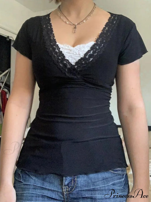 Lace Paneled Rose Trendy Print Mesh Mini Dress Black / S