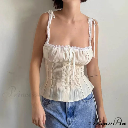 Lace Patchwork Corset Crop Top white 2 / S croptop-250223