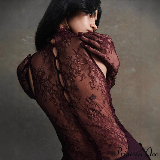 Lace Patchwork Profound V Gathered Prom Dress promdress-250223