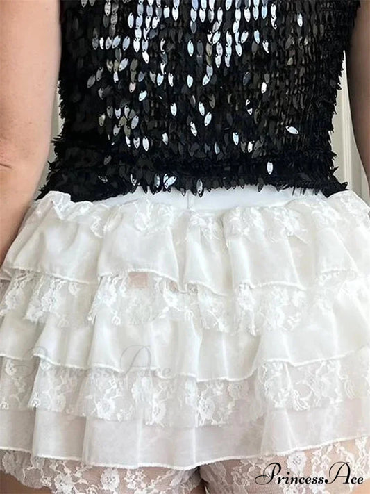 Lace Tiered Bow Bloomer Short short-250223