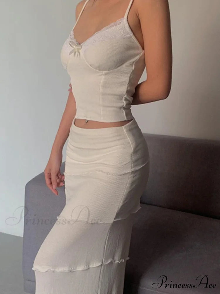 Lace Trim Ribbed Trendy Knit Crop Cami Top