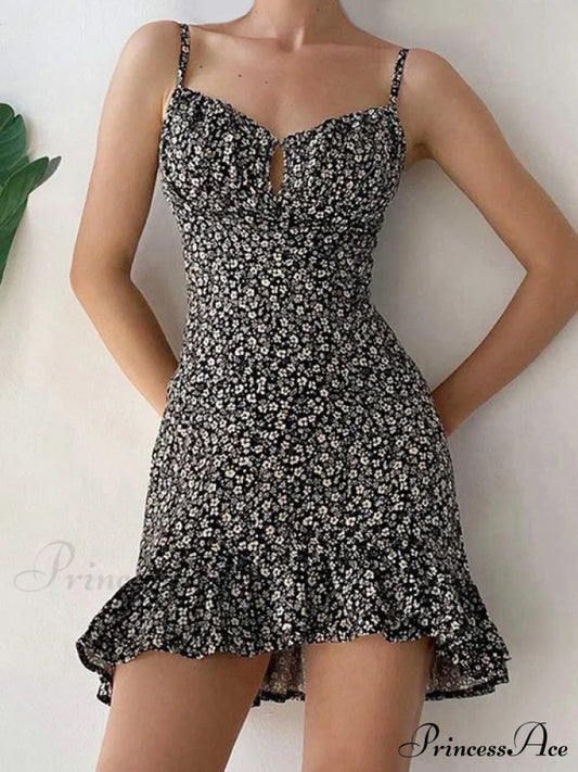 Lace Up Ruffle Trendy Corset Mini Dress