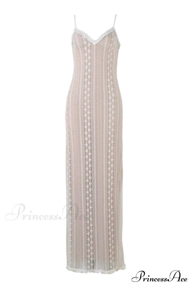 Lace V Neck Charming Slit Two-Piece Dress