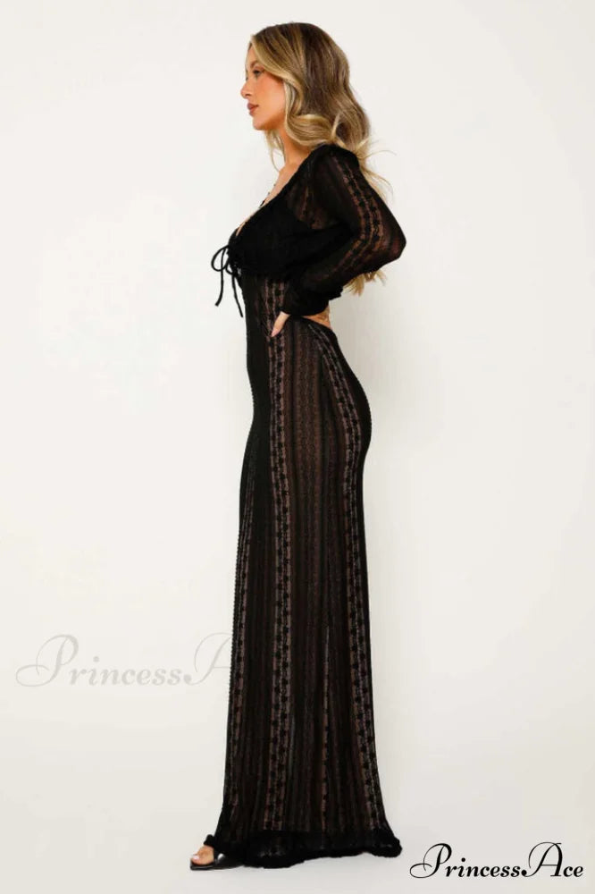 Lace V Neck Charming Slit Two-Piece Dress