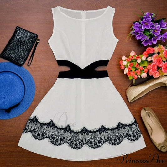 Ladies Sexy Sleeveless Slim Fit Mini Short Dress White / S