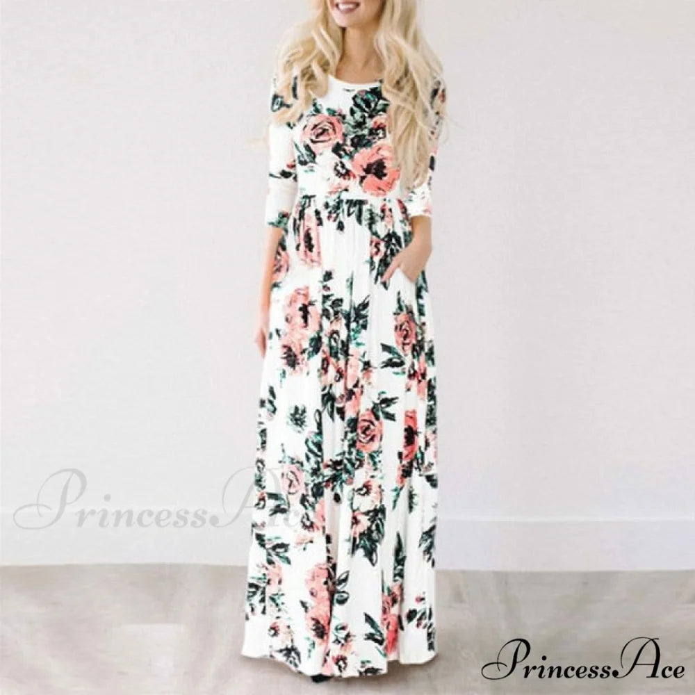 Ladies White Maxi Evening Party Dress White 1 / S