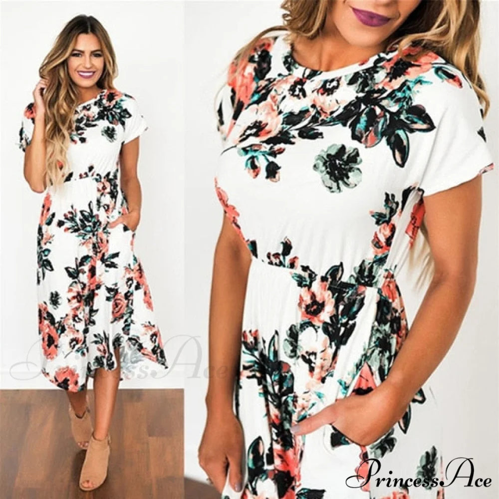 Ladies White Maxi Evening Party Dress White 2 / S