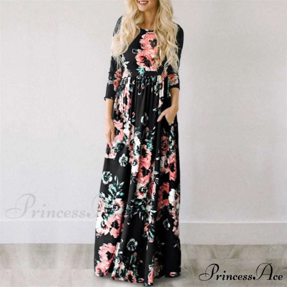 Ladies White Maxi Evening Party Dress Black 1 / S