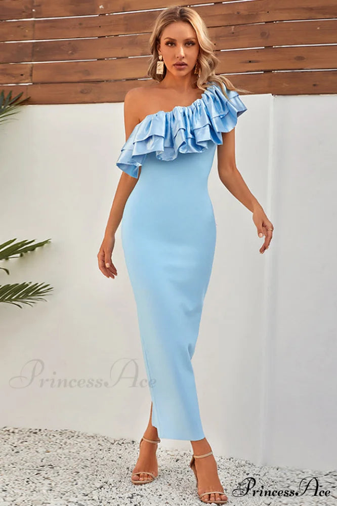 Lakelynn Ruffle Stylish Blue Maxi Dress