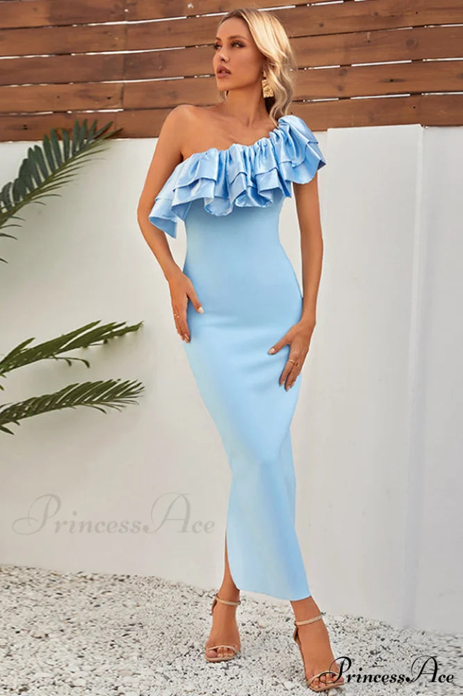 Lakelynn Ruffle Stylish Blue Maxi Dress