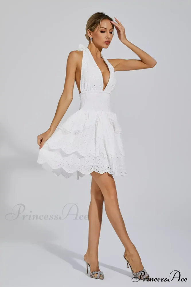Landry Black Stylish V-neck Halter Dress