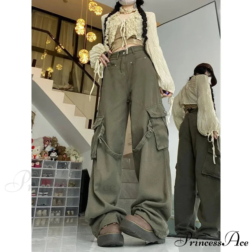 Large Cargo Denim Jeans Women Trousers pants-241228