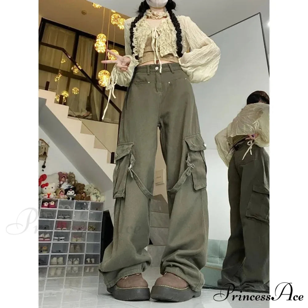 Large Cargo Denim Jeans Women Trousers pants-241228