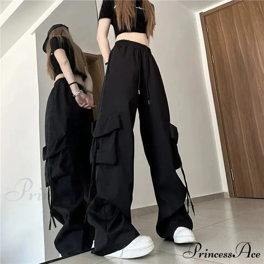 Large Cargo Urban Casual Trousers Black / S pants-241228
