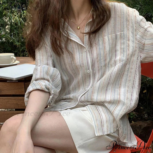 Large Checkered Long Sleeve Blouse white / S blouse-250223