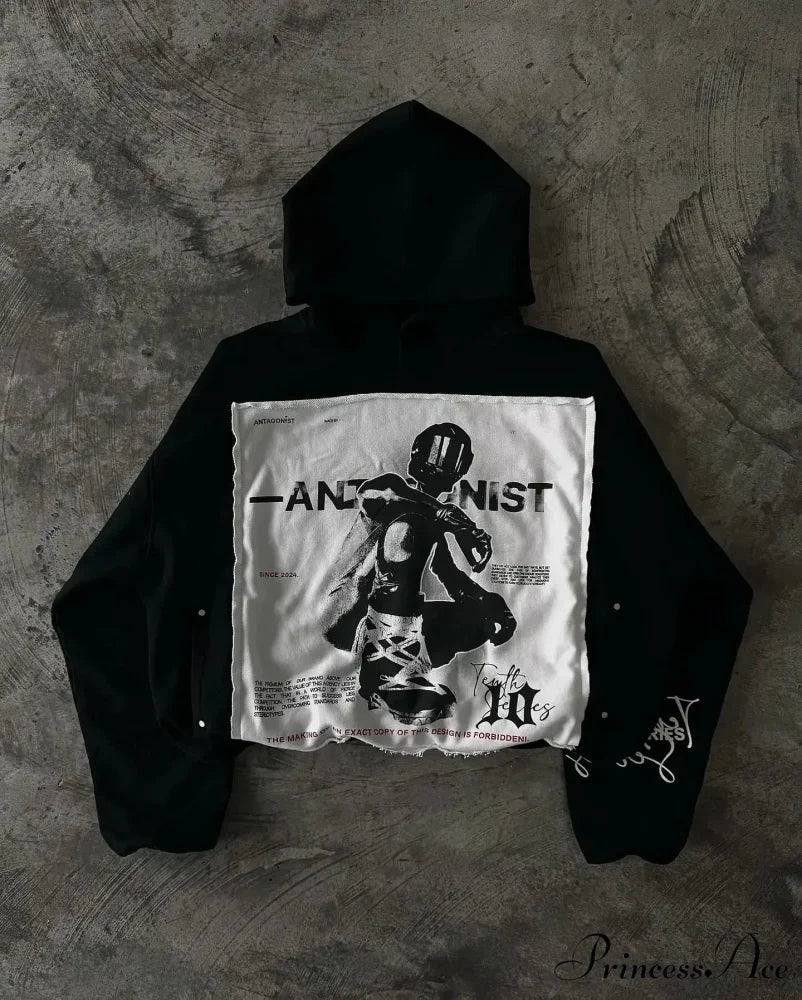 Large Graphic Baggy Hoodie black 2 / S hoodies-241228