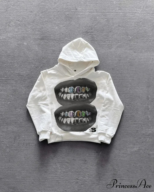 Large Graphic Baggy Hoodie white / S hoodies-241228