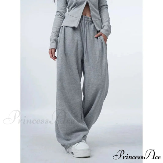 Large Grey 2000s Women Sweatpants Trousers Grey / S pants-241228