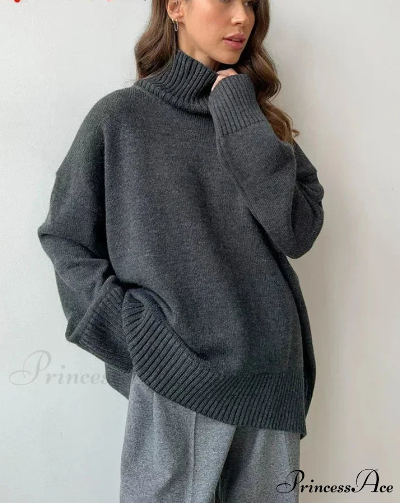 Large Retro Turtleneck Winter Sweater swraters-241228