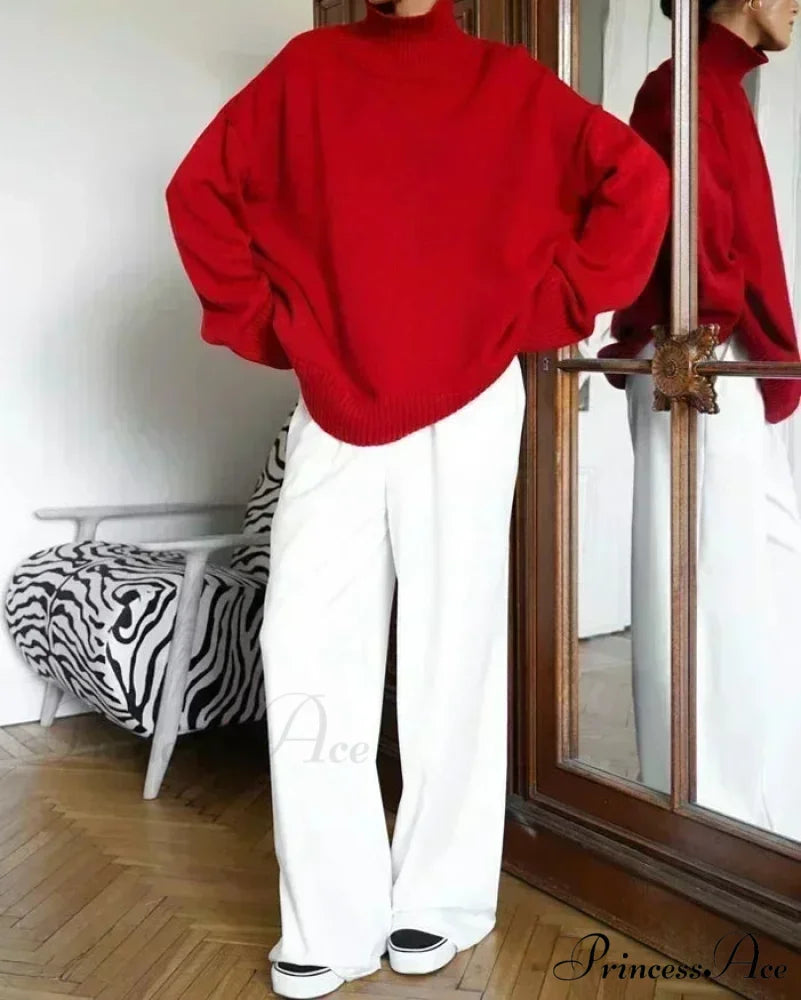 Large Retro Turtleneck Winter Sweater swraters-241228