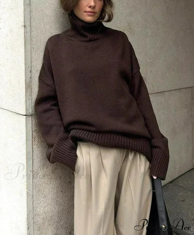 Large Retro Turtleneck Winter Sweater swraters-241228