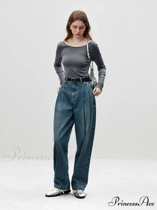 Large U - shaped Neckline Sleek Minimal Fundamental Jumper GRAY / S swraters-241228