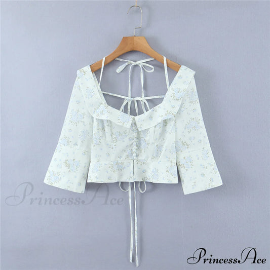 LAURA Elegant CROP TOP Floral / S