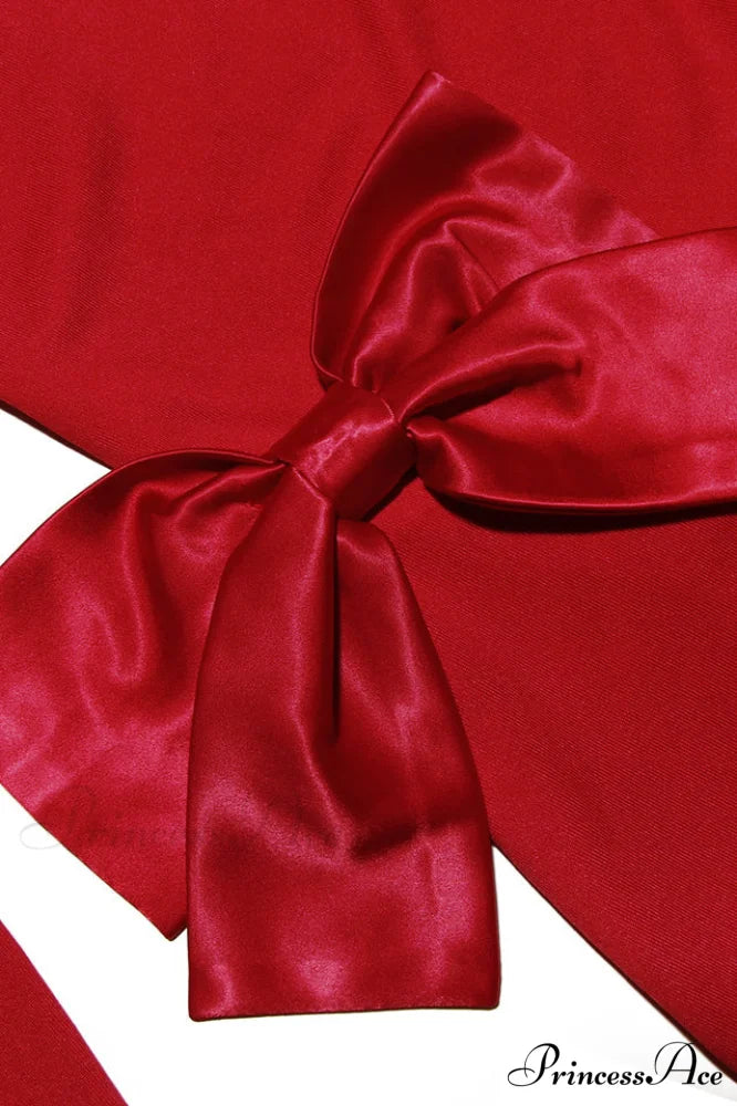 Lavele Red Stylish Bow Maxi Dress
