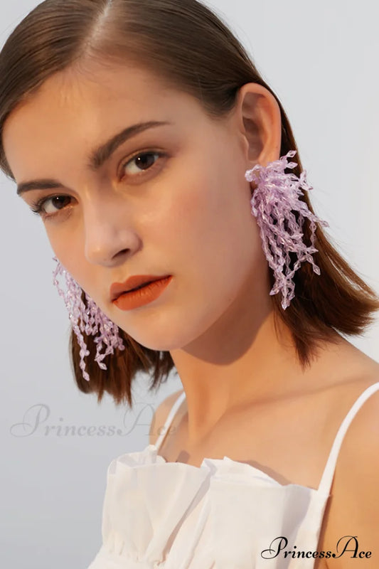 Lavender Elegant Diamond Earrings Lavender