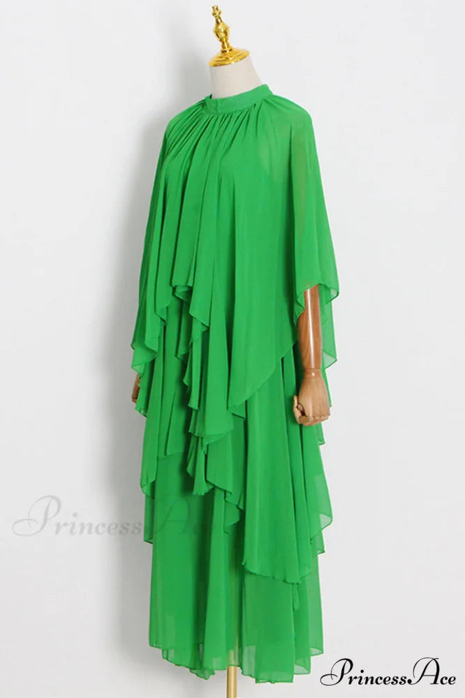 Layered Elegant Silk-Georgette Gown