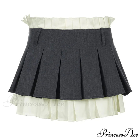 Layered High-Waisted Stylish Mini Skirt Gray / S