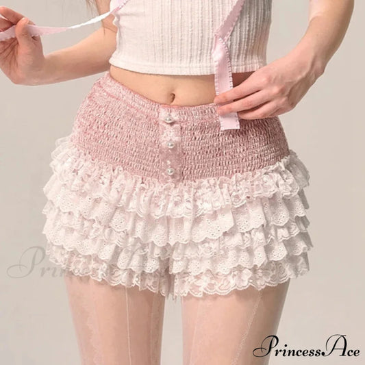 Layered Lace Cake Pettipants Skirt Pink / S skirts-250223
