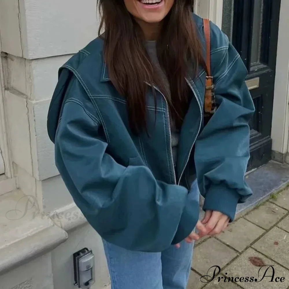 Leather Streetwear Red Coat